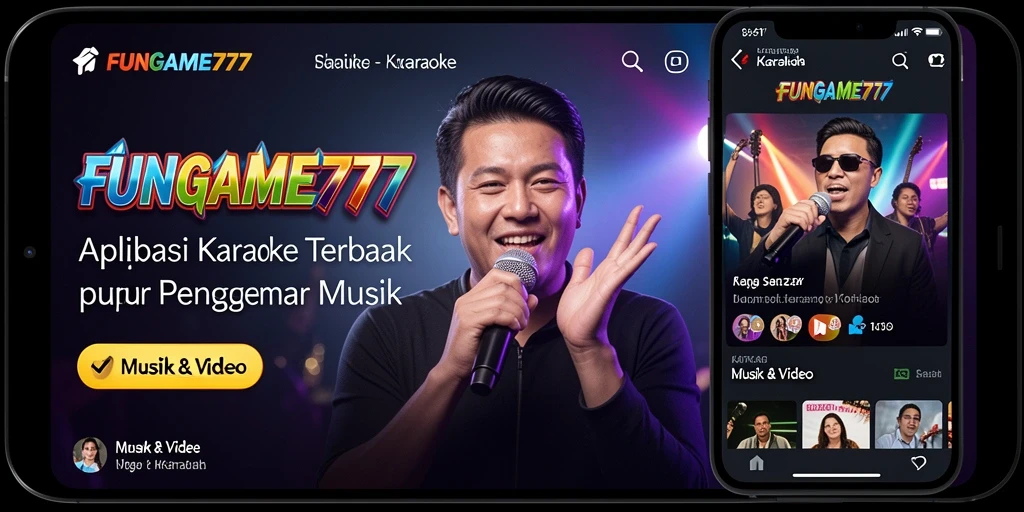 Tampilan antarmuka aplikasi FUNGAME777 untuk karaoke yang menarik.