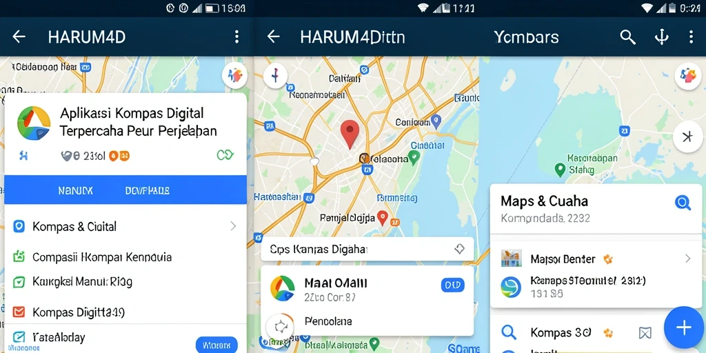Tampilan antarmuka pengguna aplikasi Kompas Digital HARUM4D yang modern dan intuitif.