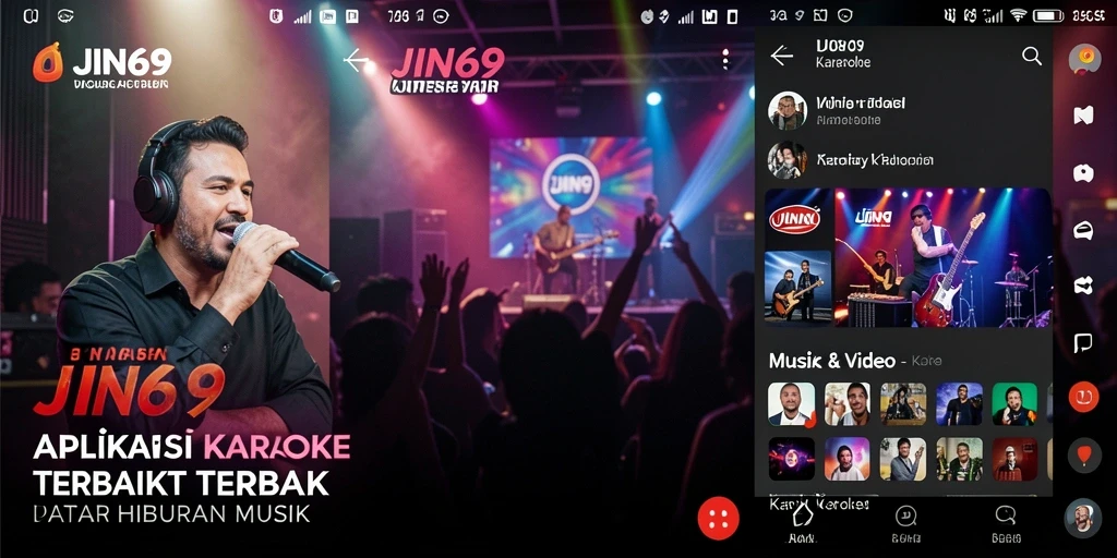 Antarmuka JIN69 yang menarik dengan pilihan lagu yang beragam.