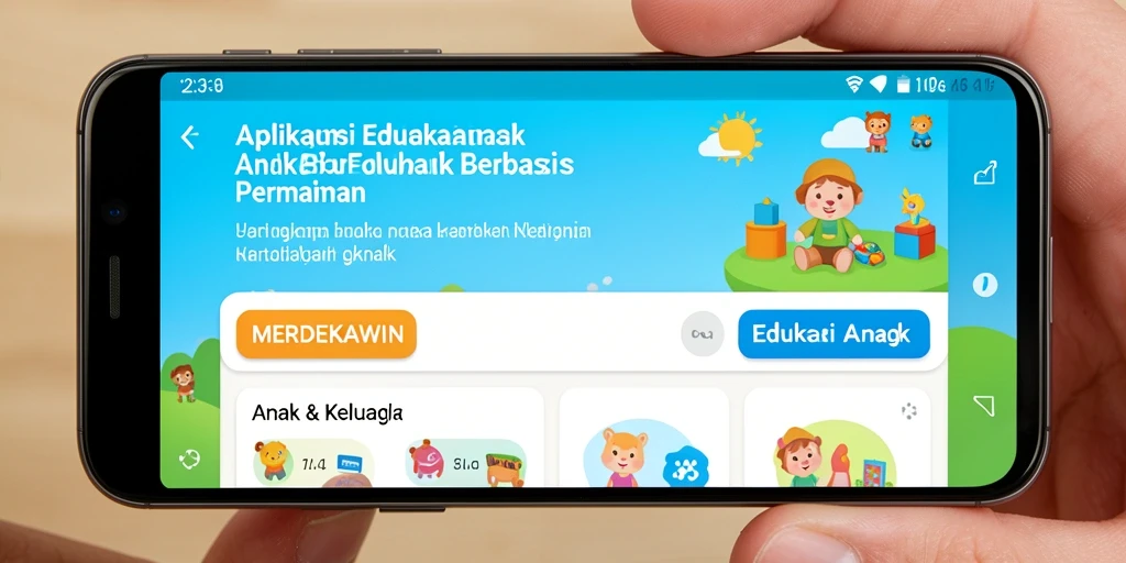 Tampilan antarmuka MERDEKAWIN yang ceria dan edukatif