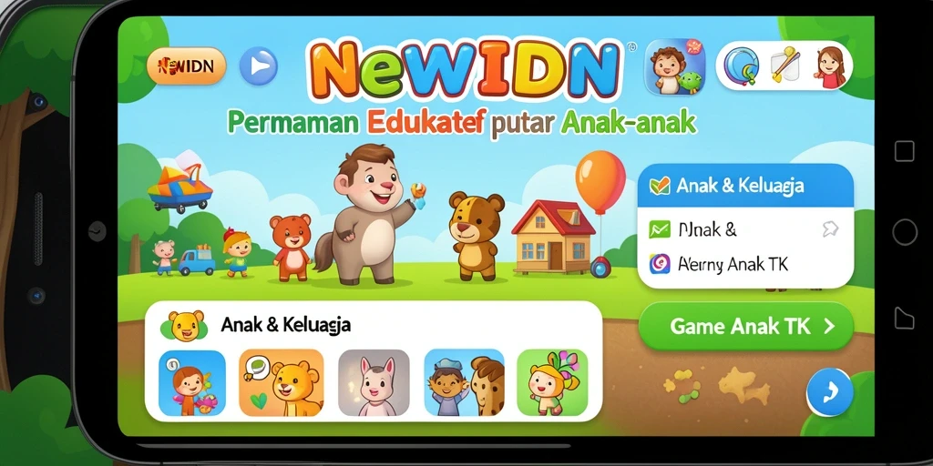 Tampilan antarmuka interaktif aplikasi Game Anak TK NEWIDN.