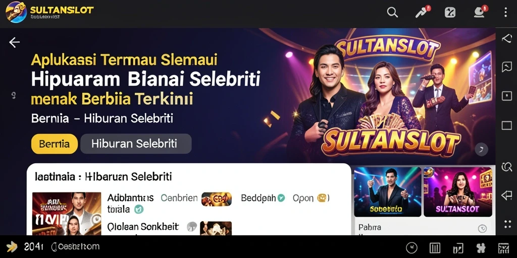 Tampilan layar utama SULTANSLOT dengan berita selebriti terupdate.