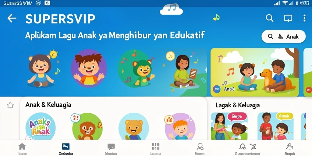 Tampilan antarmuka SUPERSVIP yang menarik untuk anak-anak.